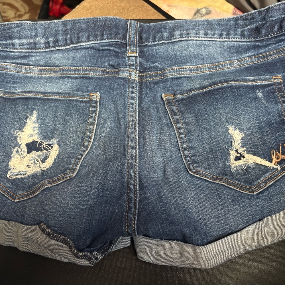 Blue Distressed Jean Shorts - Picture 2 of 3